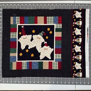Vintage Fat Quarter Christmas Santas Pillow Panel - Stars, Patchwork, Snowman